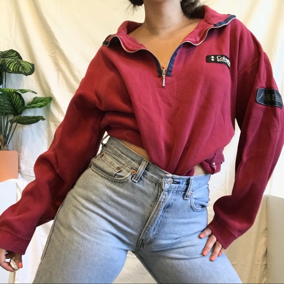 Columbia Sweaters - Worn in red vintage Columbia quarter zip❤️